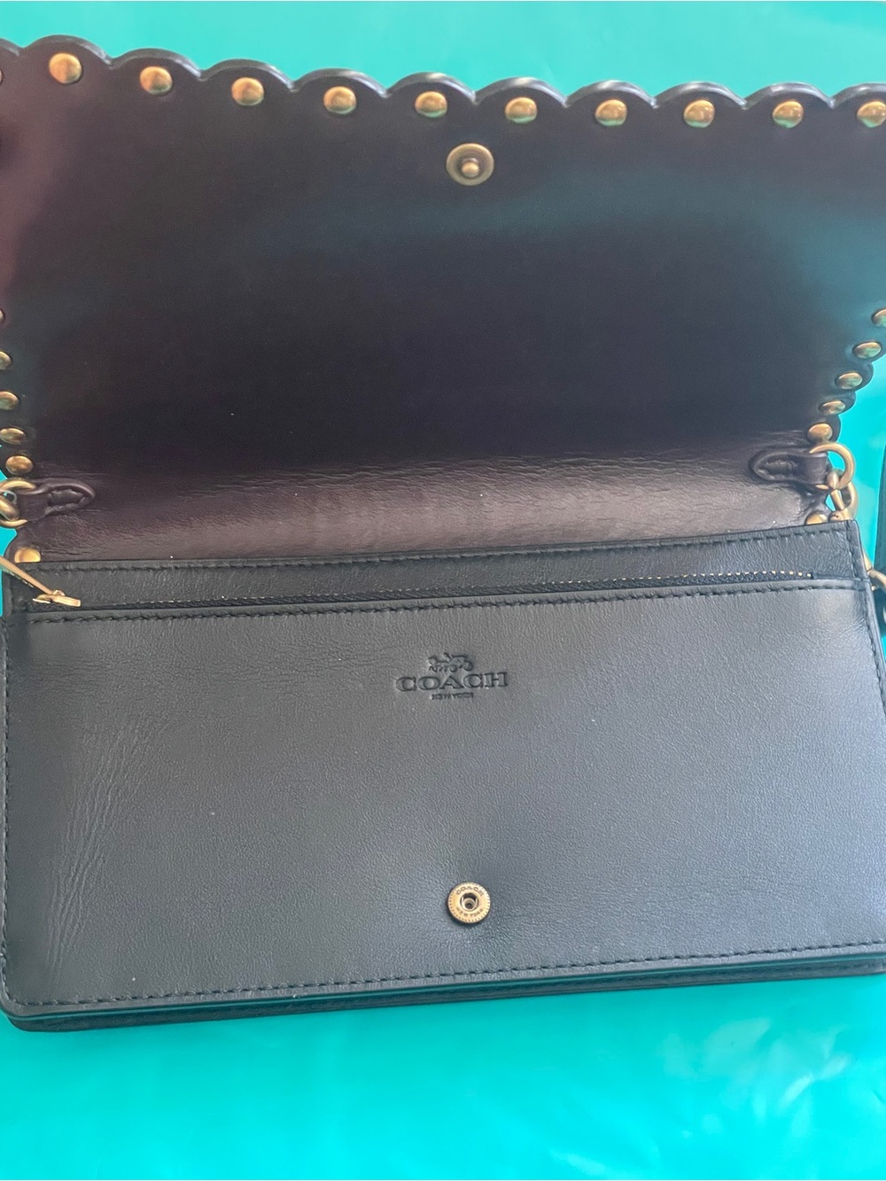 COACH Hayden Black Leather Crossbody with Gold Stud Accents - Picture 10 of 10
